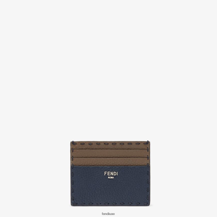 حامل بطاقات جلد سيليريا أزرق Fendi رجال مُكَمِّلات TNL80L2646