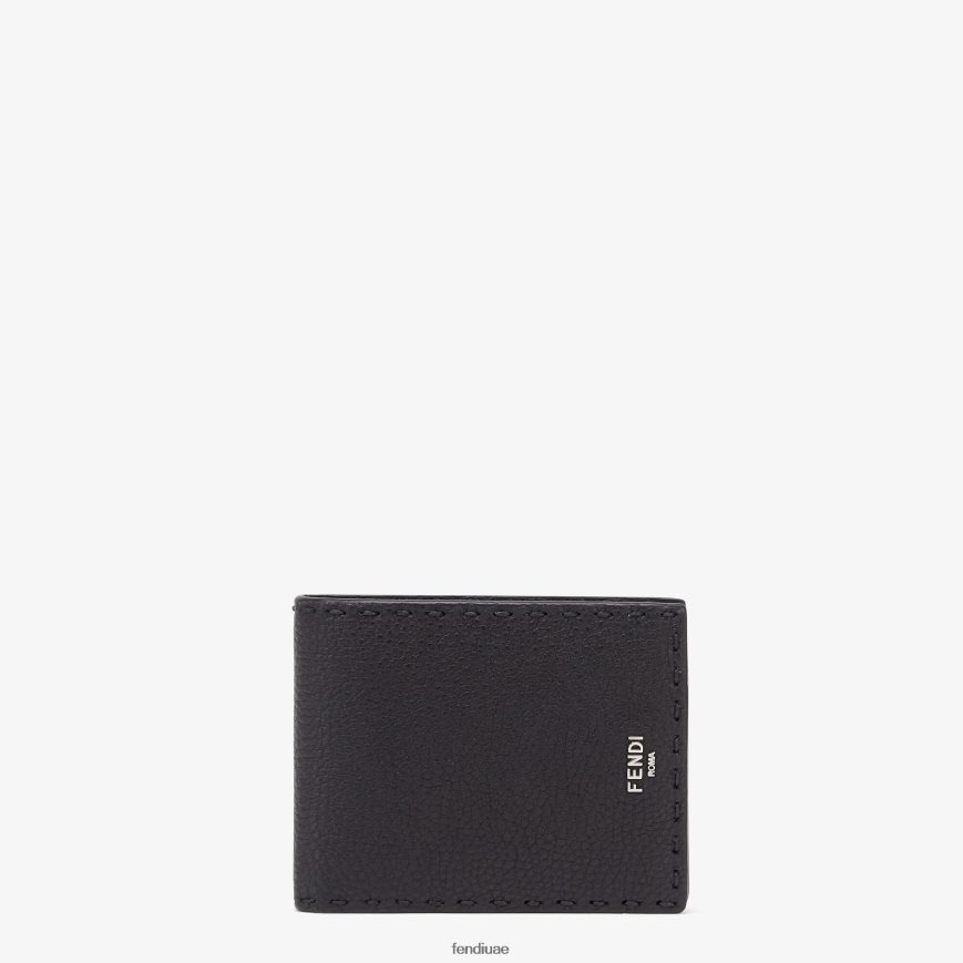 محفظة سيليريا الجلدية ثنائية الطي أسود Fendi رجال مُكَمِّلات TNL80L2648