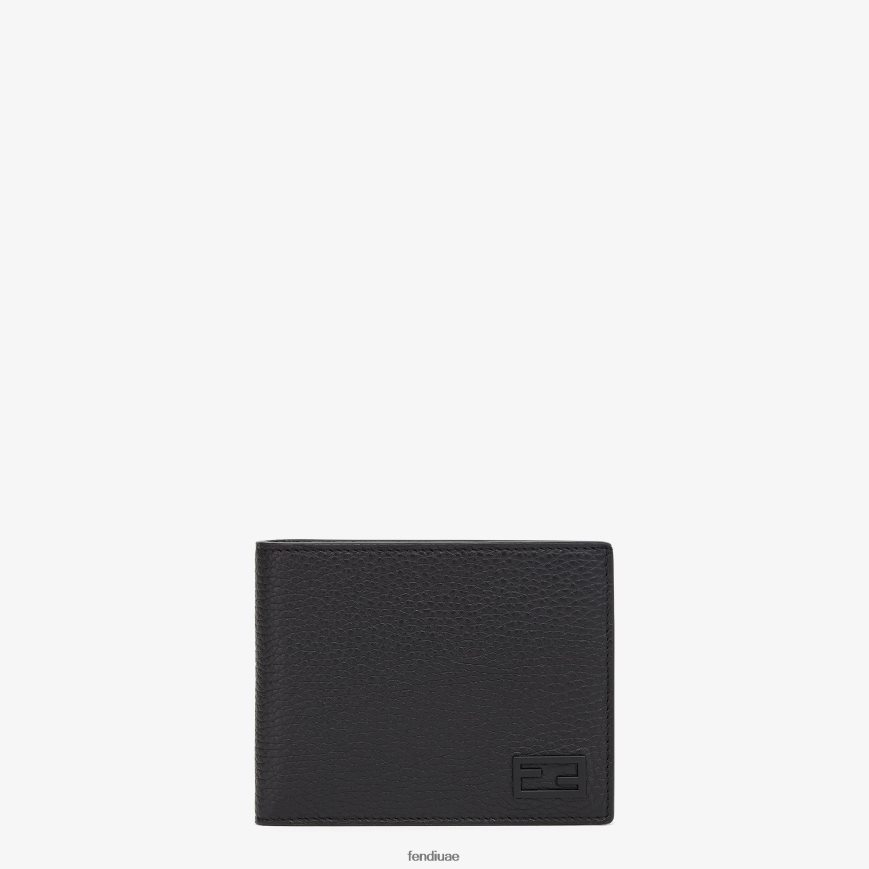 محفظة جلدية محفظة ثنائية الطي أسود Fendi رجال مُكَمِّلات TNL80L2671