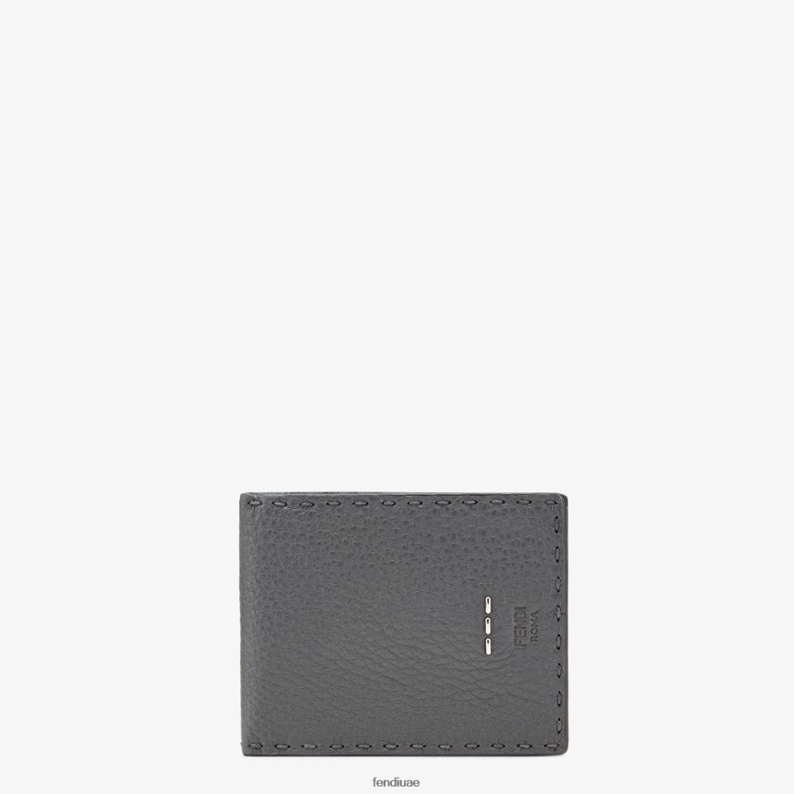محفظة ثنائية الطي من الجلد رمادي Fendi رجال مُكَمِّلات TNL80L2680