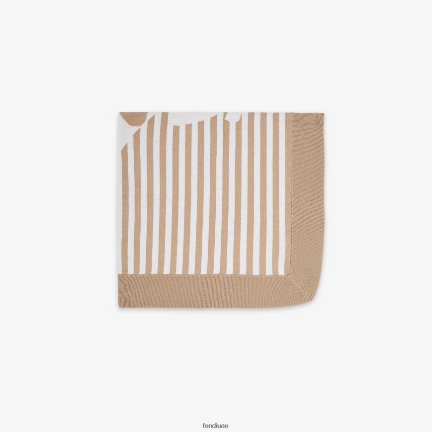 بطانية محبوكة اللون البيج Fendi أطفال مُكَمِّلات TNL80L2750