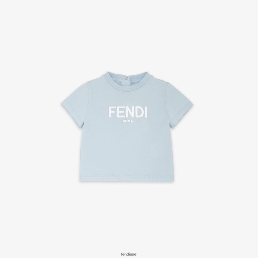 تي شيرت جيرسي للأطفال أزرق فاتح Fendi أطفال ثياب TNL80L2767