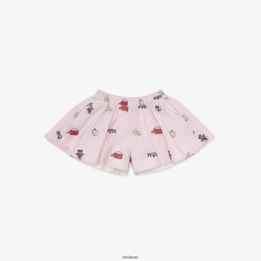 شورت أطفال متعدد البوبلين لون القرنفل Fendi أطفال ثياب TNL80L2769