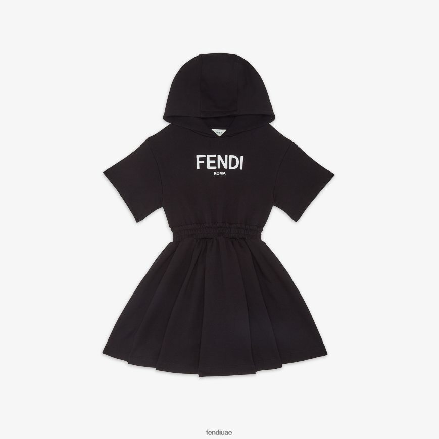 فستان روما الصوفي أسود Fendi أطفال ثياب TNL80L2882