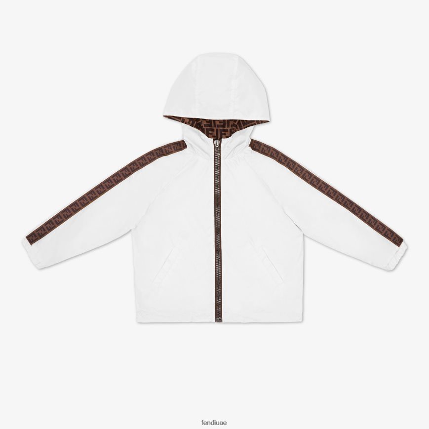 سترة واقية للصغار ذات وجهين مع شعار أبيض Fendi أطفال ثياب TNL80L2926