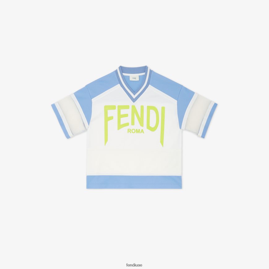 تيشيرت ماكسي من الأسيتات مع حروف أبيض Fendi أطفال ثياب TNL80L2968