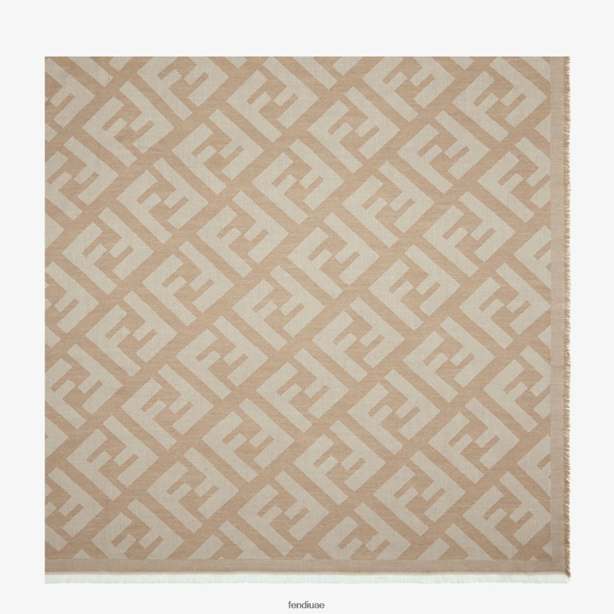 شال من الصوف والكشمير بني Fendi نحيف مُكَمِّلات TNL80L405