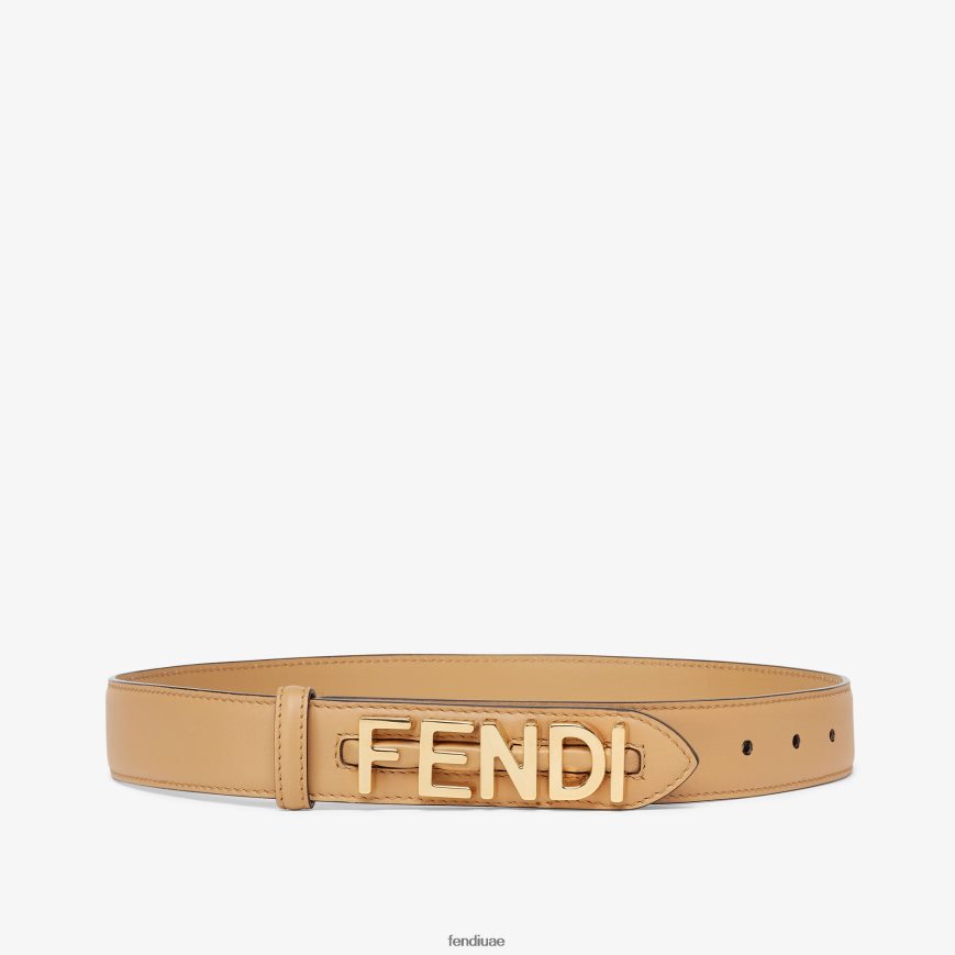 حزام جلد جرافيك اللون البيج Fendi نحيف مُكَمِّلات TNL80L44