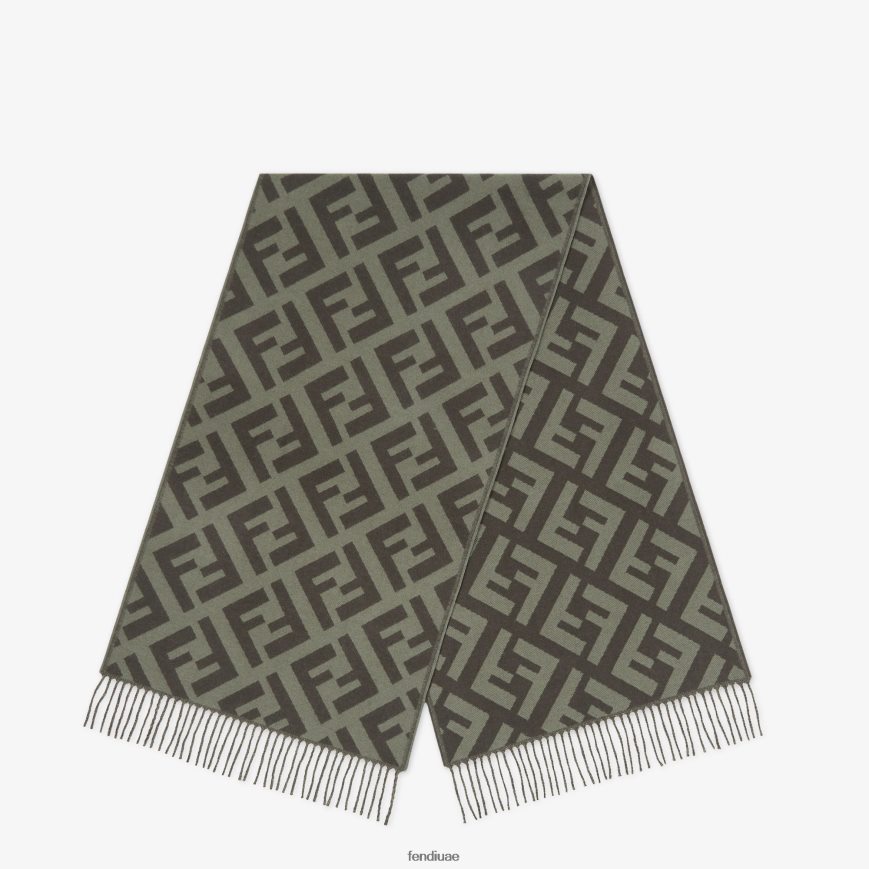 وشاح الكشمير أخضر Fendi نحيف مُكَمِّلات TNL80L454