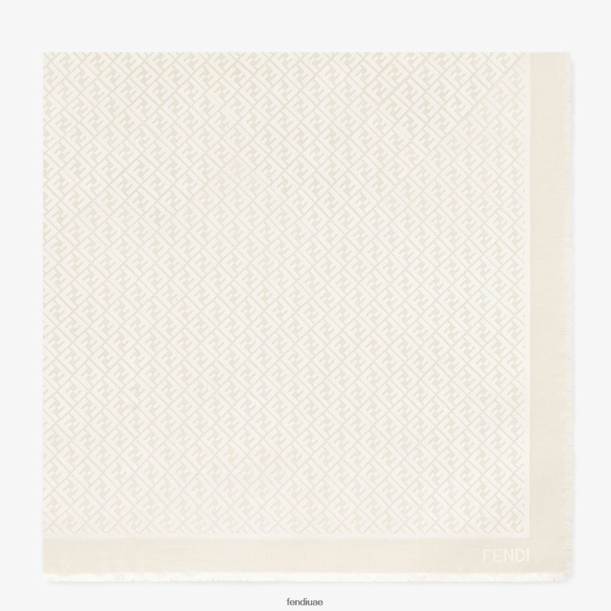 شال من الحرير العضوي عاج Fendi نحيف مُكَمِّلات TNL80L456