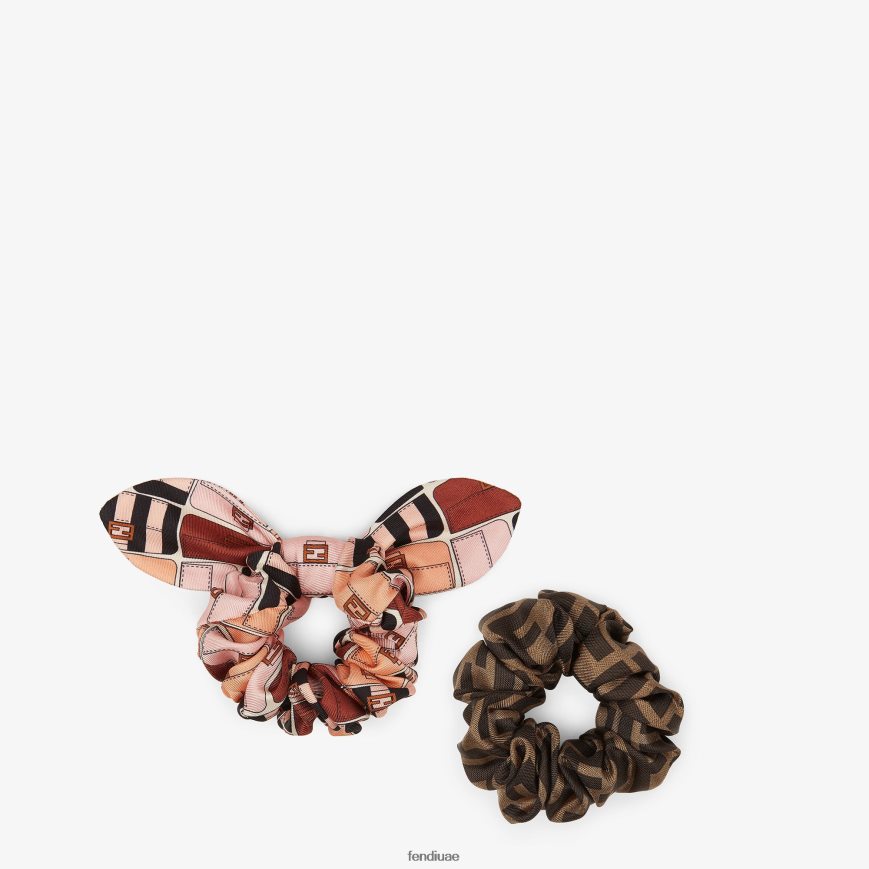 مجموعة من ربطات شعر متعددة الحرير متعدد الألوان Fendi نحيف مُكَمِّلات TNL80L475
