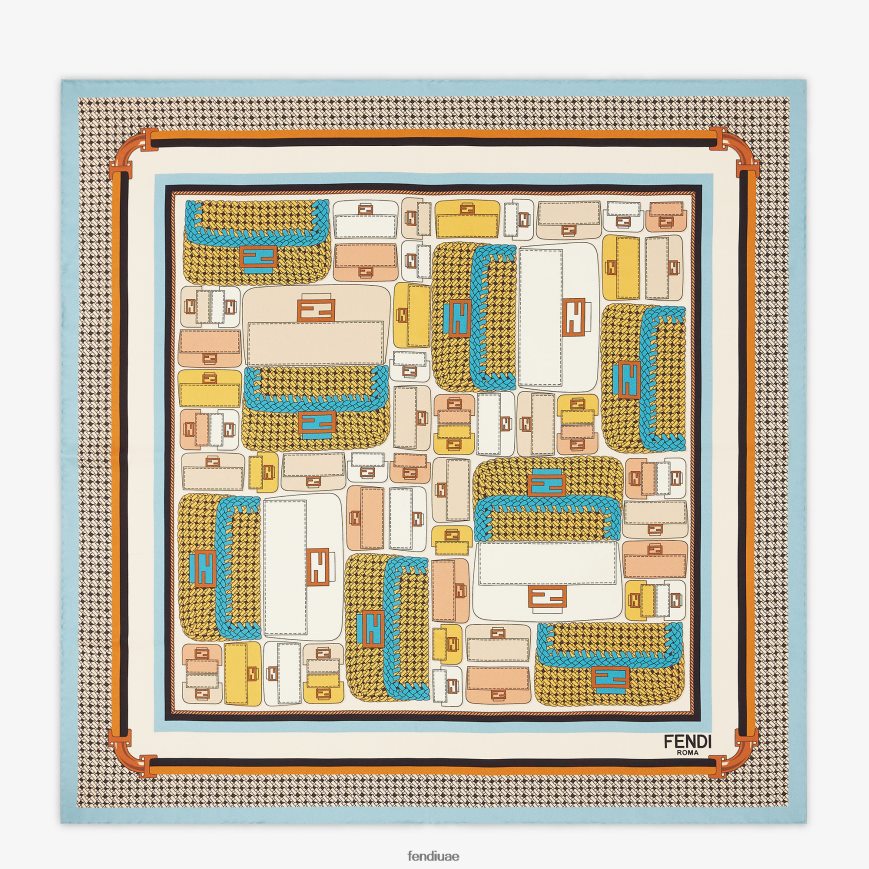 فولار الحرير أزرق فاتح Fendi نحيف مُكَمِّلات TNL80L480