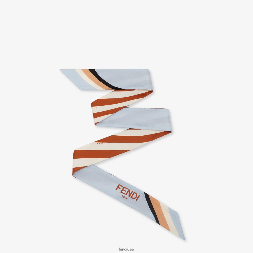 عصابة حرير ملفوفة أزرق فاتح Fendi نحيف مُكَمِّلات TNL80L495