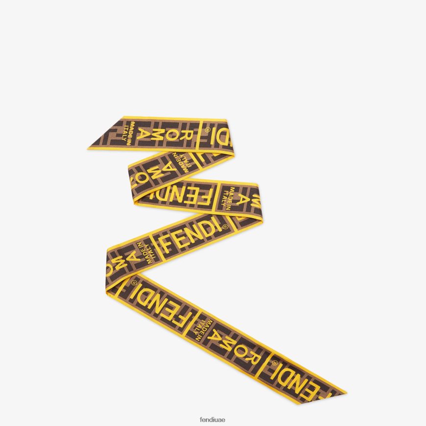عصابة حرير ملفوفة أصفر Fendi نحيف مُكَمِّلات TNL80L505