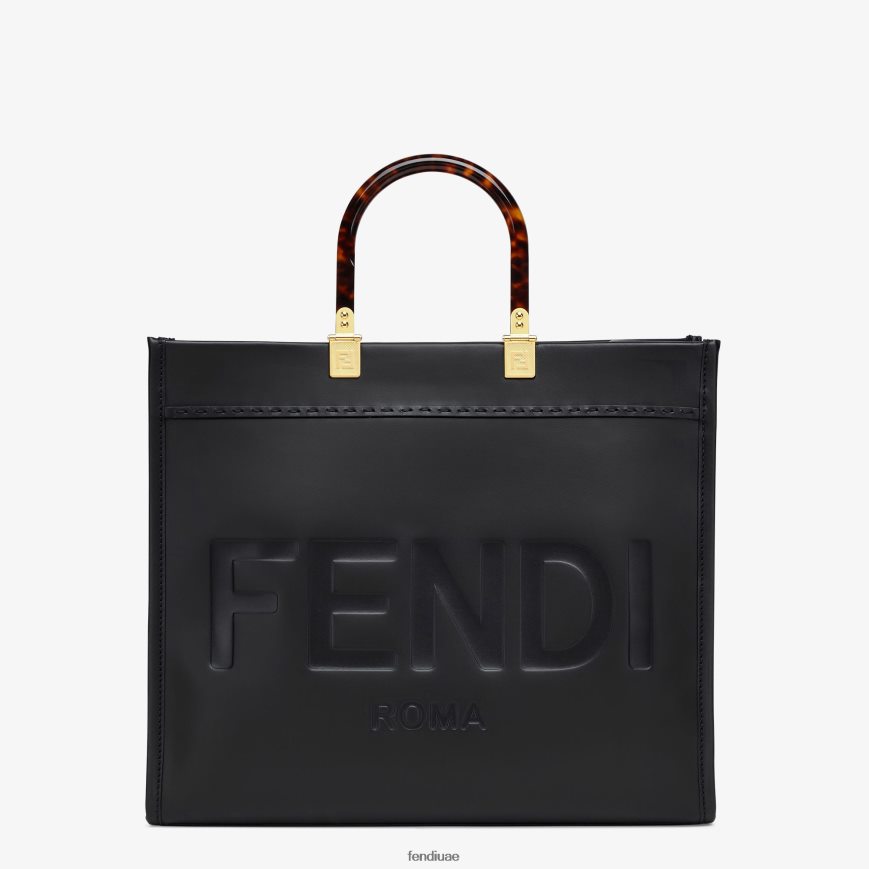 متسوق جلدي متوسط ​​الحجم من صن شاين أسود Fendi نحيف مُكَمِّلات TNL80L580