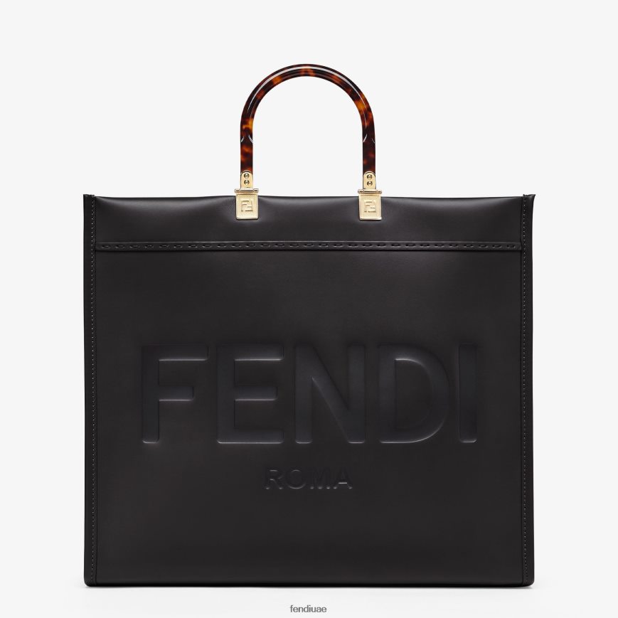 متسوق جلدي كبير بأشعة الشمس أسود Fendi نحيف مُكَمِّلات TNL80L581