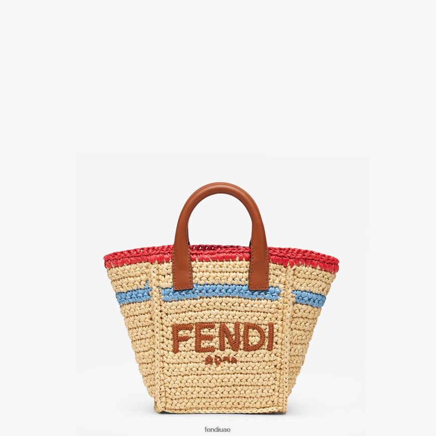 حقيبة صغيرة من الرافية منسوجة اللون البيج Fendi نحيف مُكَمِّلات TNL80L620