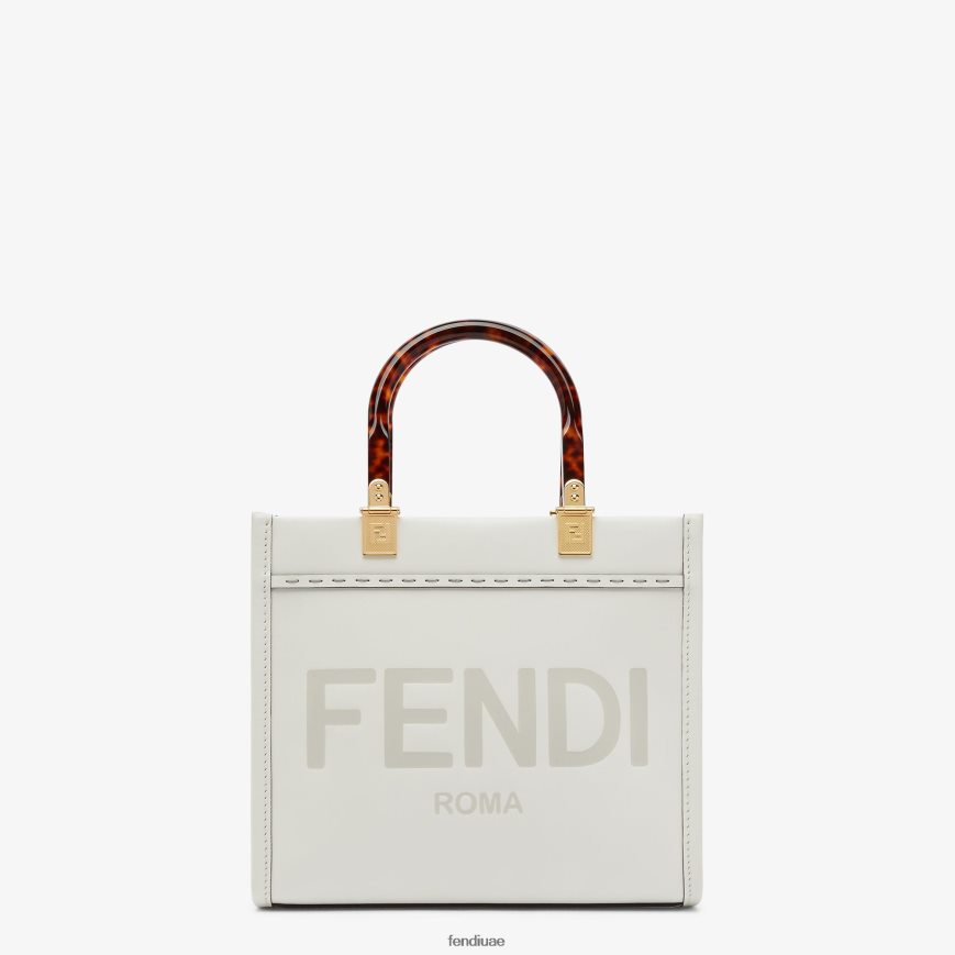 متسوق جلدي صغير بأشعة الشمس أبيض Fendi نحيف مُكَمِّلات TNL80L642