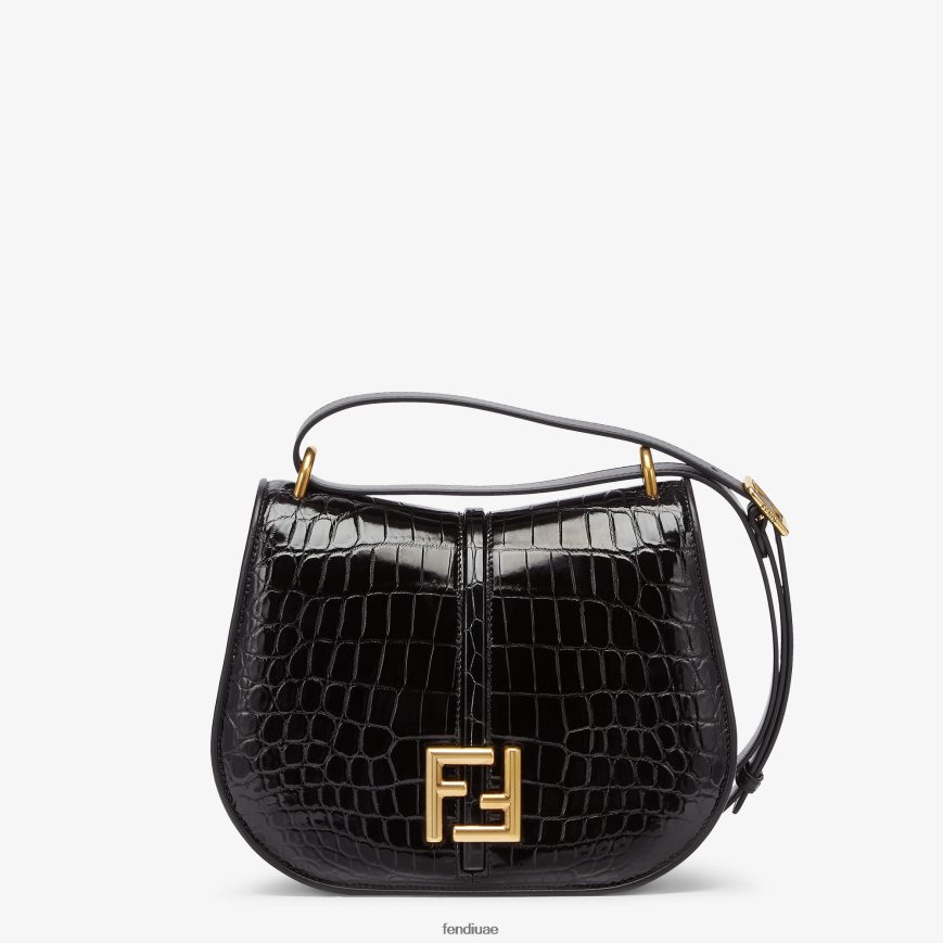 تمساح وحقيبة جلدية أسود Fendi نحيف مُكَمِّلات TNL80L661
