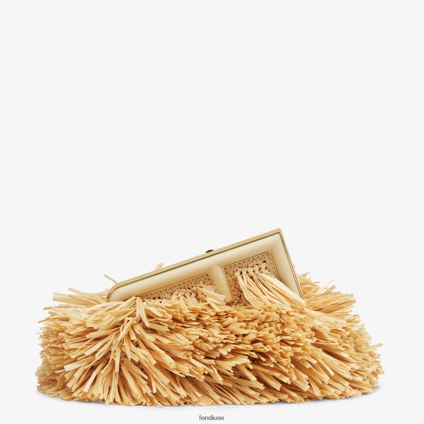 حقيبة مع هامش الرافية الطبيعية اللون البيج Fendi نحيف مُكَمِّلات TNL80L671