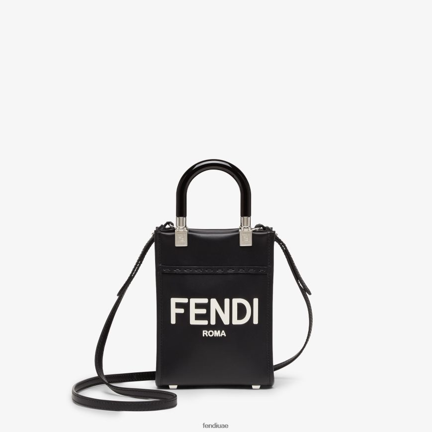 حقيبة صن شاين شوبر صغيرة من الجلد أسود Fendi نحيف مُكَمِّلات TNL80L705
