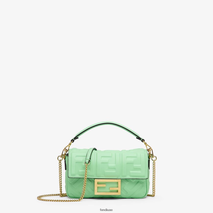 حقيبة باجيت صغيرة من جلد نابا أخضر Fendi نحيف مُكَمِّلات TNL80L726