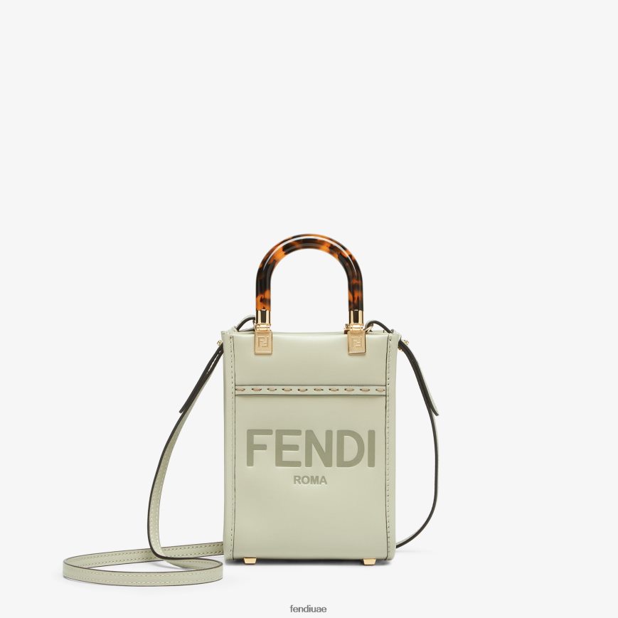 حقيبة صن شاين شوبر صغيرة من الجلد أخضر Fendi نحيف مُكَمِّلات TNL80L733
