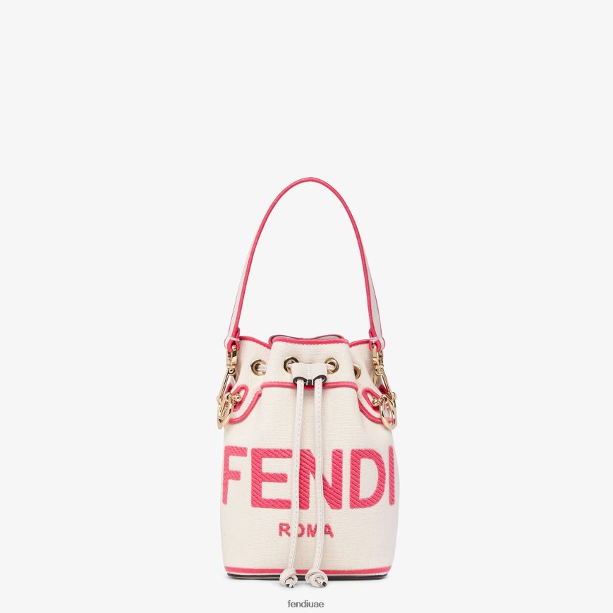حقيبة صغيرة من القماش مع تطريز روما اللون البيج Fendi نحيف مُكَمِّلات TNL80L750