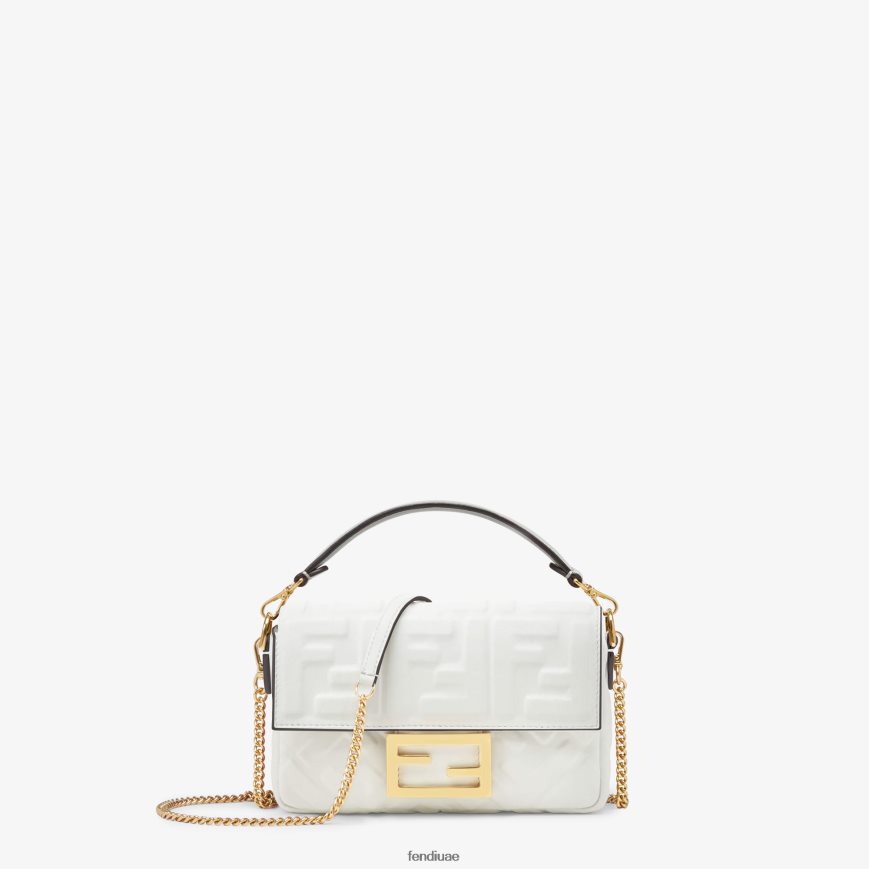 حقيبة جلدية صغيرة باغيت أبيض Fendi نحيف مُكَمِّلات TNL80L762