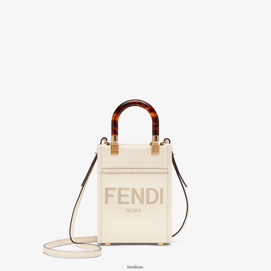 حقيبة صن شاين شوبر صغيرة من الجلد أبيض Fendi نحيف مُكَمِّلات TNL80L854