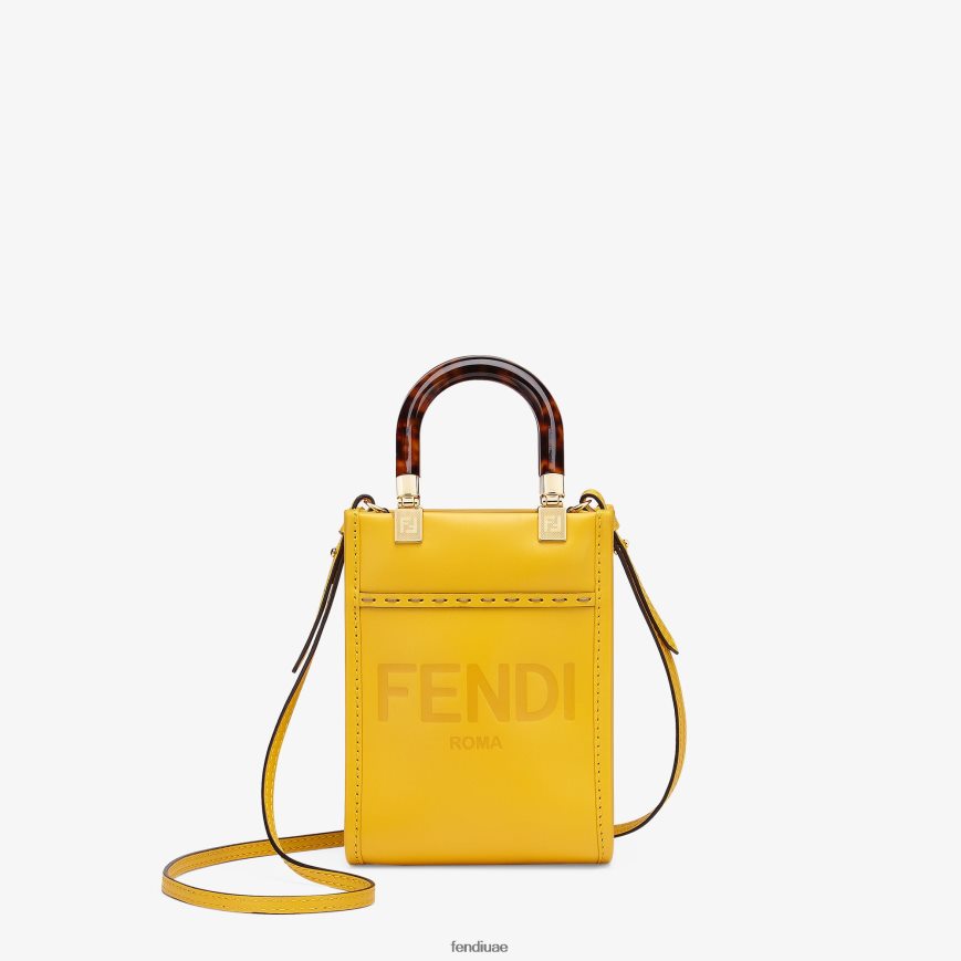 حقيبة صن شاين شوبر صغيرة من الجلد أصفر Fendi نحيف مُكَمِّلات TNL80L885