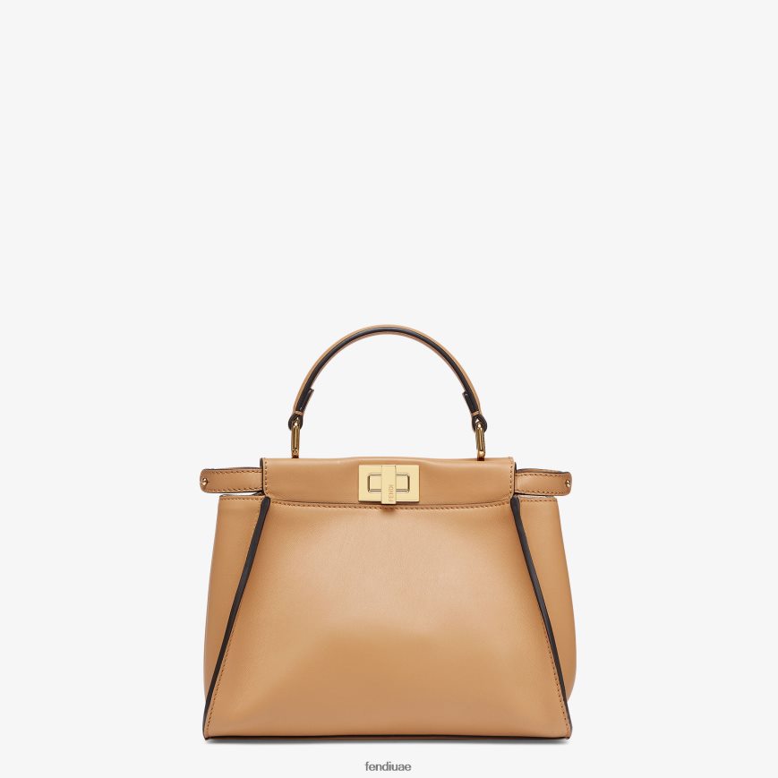 حقيبة جلدية صغيرة بيكابو اللون البيج Fendi نحيف مُكَمِّلات TNL80L912