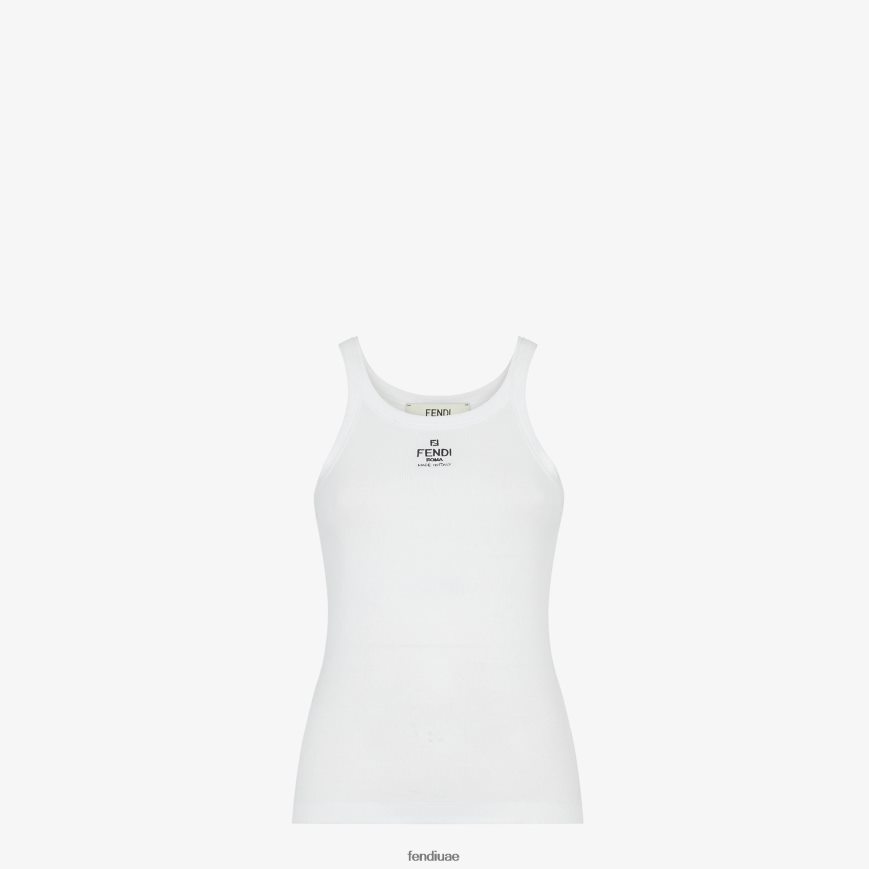 قمة القطن أبيض Fendi نحيف ثياب TNL80L928