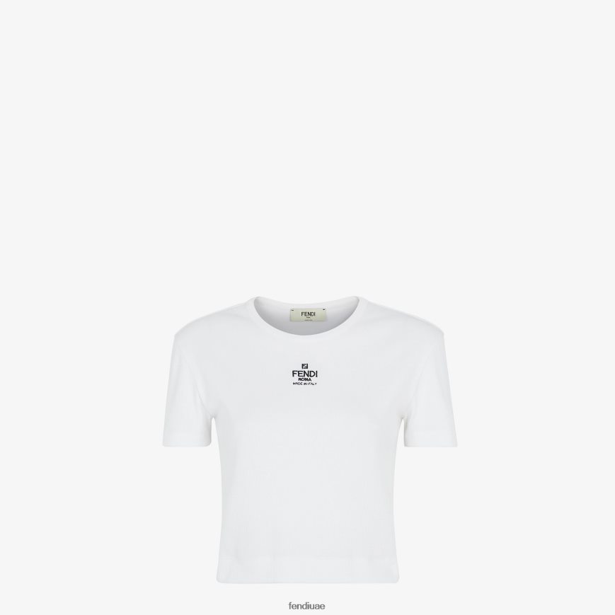 البلوز القطن أبيض Fendi نحيف ثياب TNL80L936