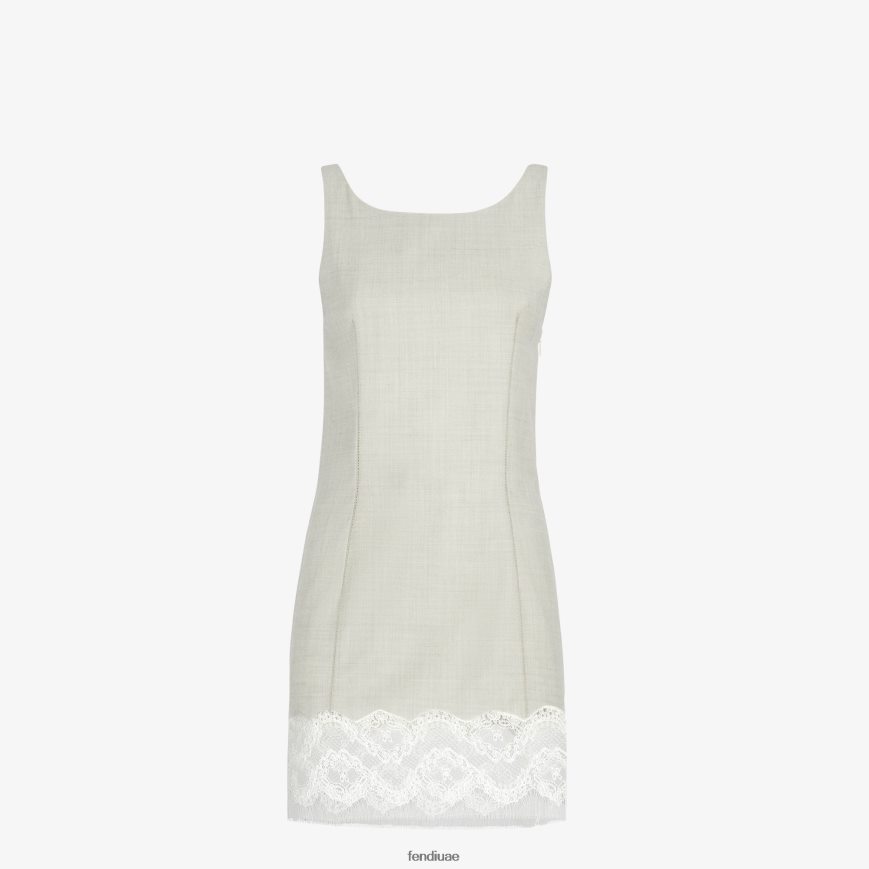فستان من الصوف أبيض Fendi نحيف ثياب TNL80L940