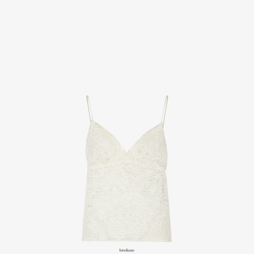 الدانتيل أعلى أبيض Fendi نحيف ثياب TNL80L941