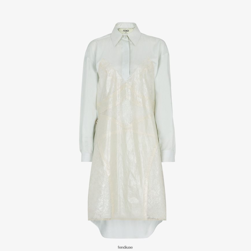 فستان حرير أزرق فاتح Fendi نحيف ثياب TNL80L965