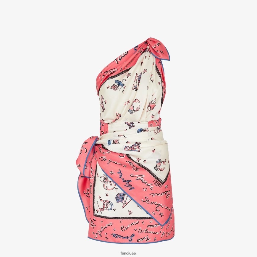 فستان حرير لون القرنفل Fendi نحيف ثياب TNL80L985