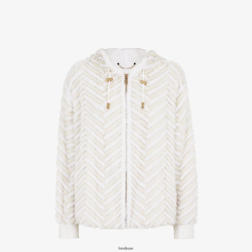 سترة المنك أبيض Fendi نحيف ثياب TNL80L986