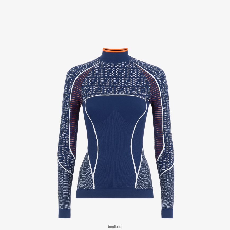 سترة نسيج التكنولوجيا ff أزرق Fendi نحيف ثياب TNL80L1165