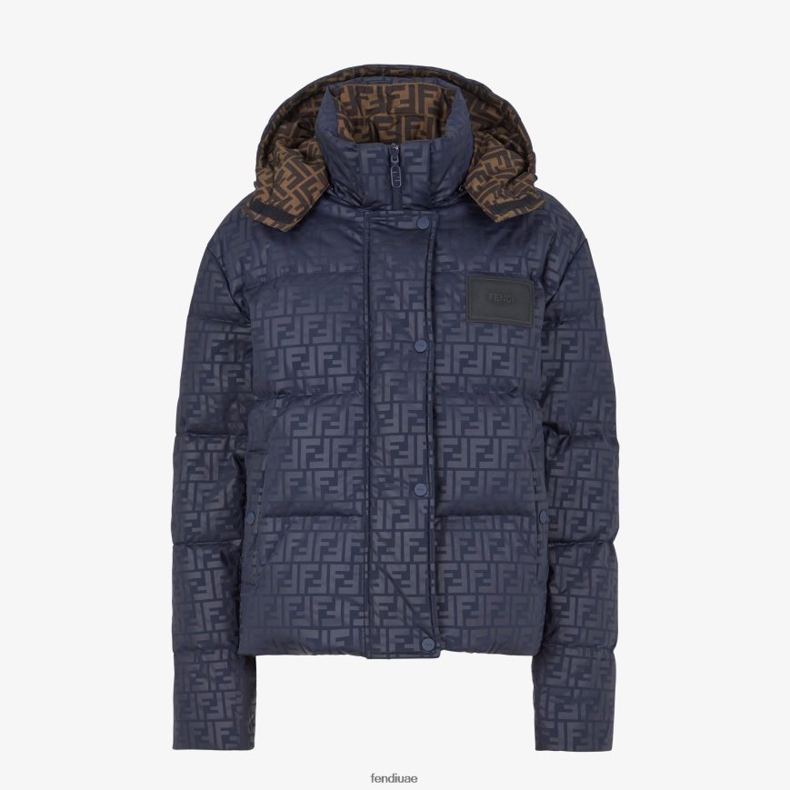 سترة أسفل النسيج التكنولوجيا ff أزرق Fendi نحيف ثياب TNL80L1177