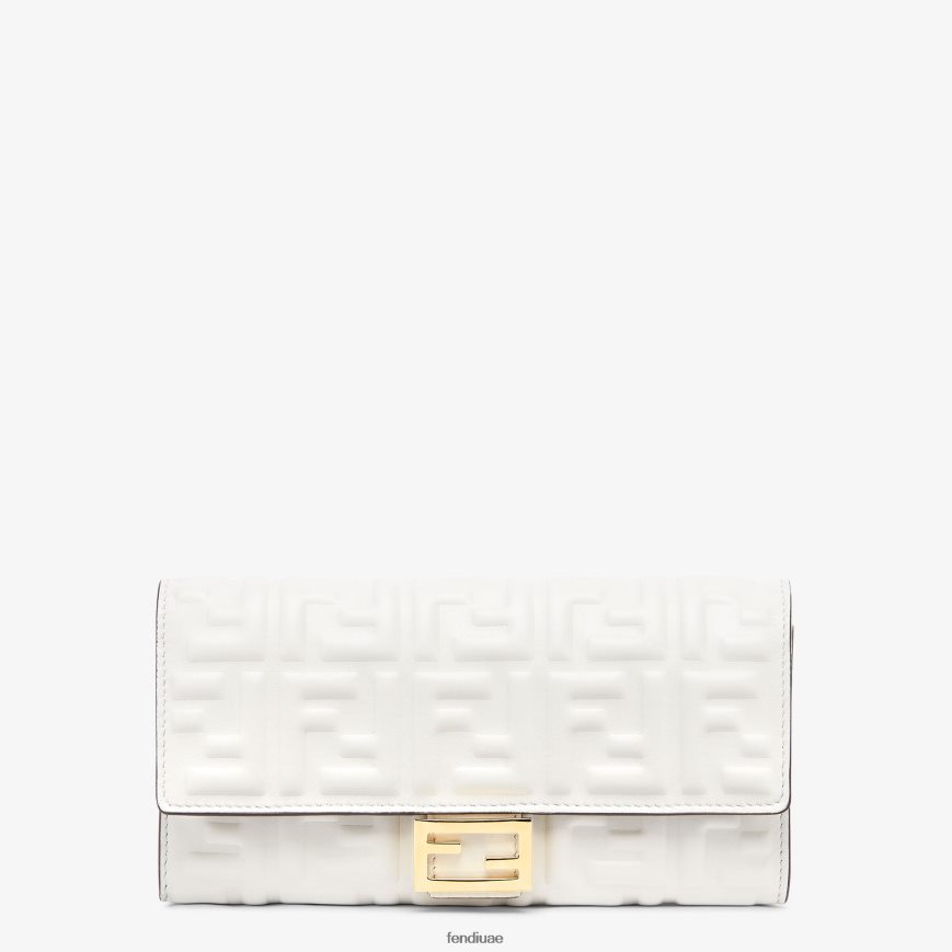 ff محفظة جلد نابا أبيض Fendi نحيف مُكَمِّلات TNL80L1528