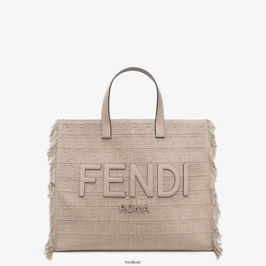 حقيبة قماش ff مع هامش اللون البيج Fendi رجال مُكَمِّلات TNL80L1847