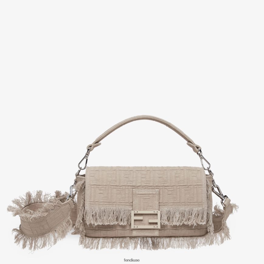 حقيبة قماش ff مع هامش اللون البيج Fendi رجال مُكَمِّلات TNL80L1848