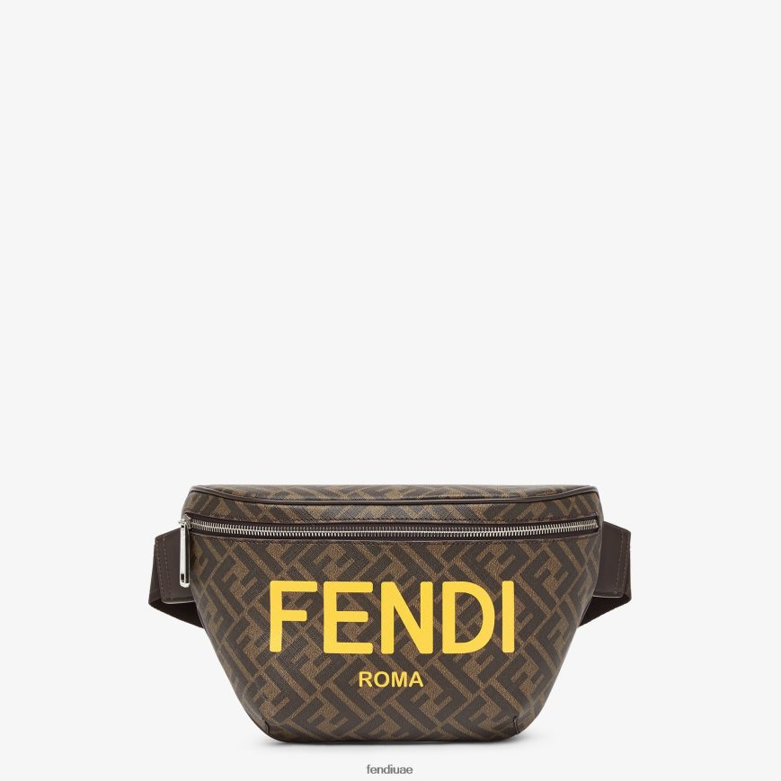 حقيبة بحزام من القماش ff بني Fendi رجال مُكَمِّلات TNL80L1857