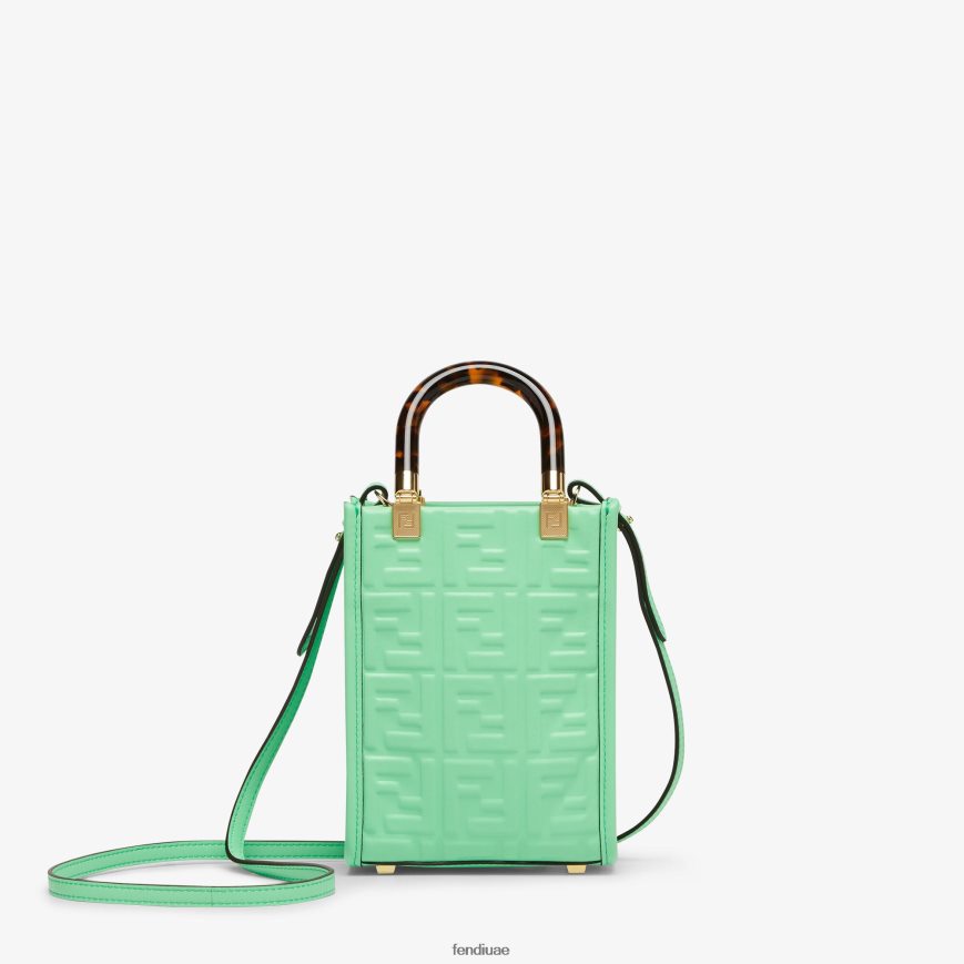 حقيبة صغيرة من الجلد بشعار ff أخضر Fendi نحيف مُكَمِّلات TNL80L727