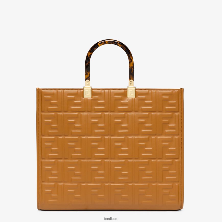 متسوق جلدي مع شعار ff بني Fendi نحيف مُكَمِّلات TNL80L758