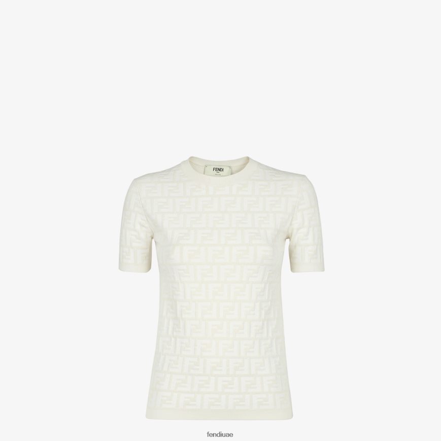 ff سترة فيسكوز أبيض Fendi نحيف ثياب TNL80L933